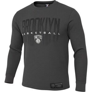 Mens UNK NBA Brooklyn Nets Thermal Shirt Waffle Knit Charcoal Grey Large‎